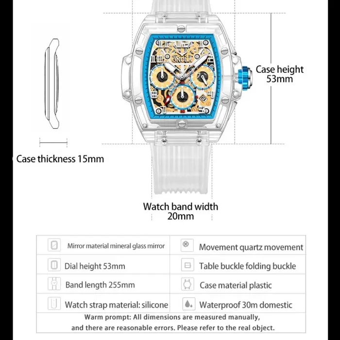 ONOLA 6810 Top marque de luxe hommes montre transparente chronographe étanche automatique Date Quartz haute qualité montres pour homme