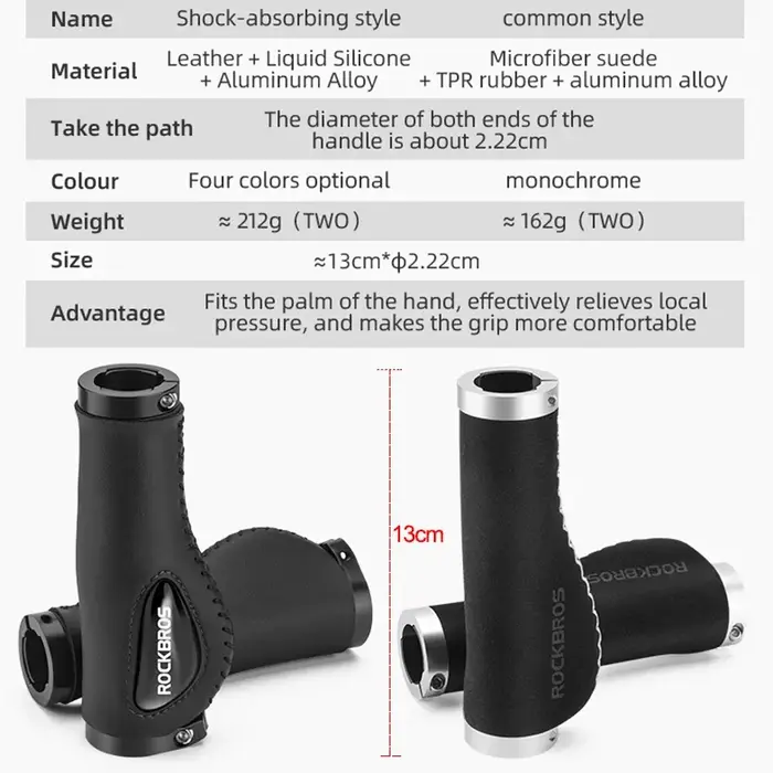 ROCKBROS – poignées de vélo en cuir, en Silicone liquide, pour vtt, ergonomique, verrouillage bilaté