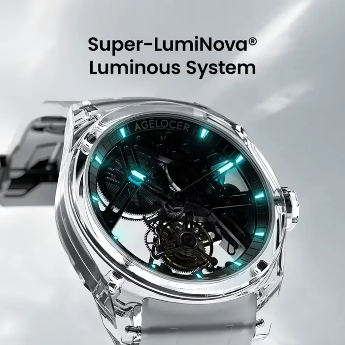 AGELOCER Édition Limitée "Ice Never Melts" Montre Tourbillon à Cristaux à Ressort Libre Montres Mécaniques Manuelles de Luxe