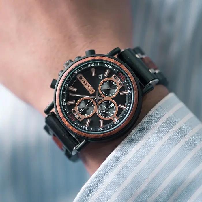 BOBO BIRD-Montre Militaire en Bois pour Homme