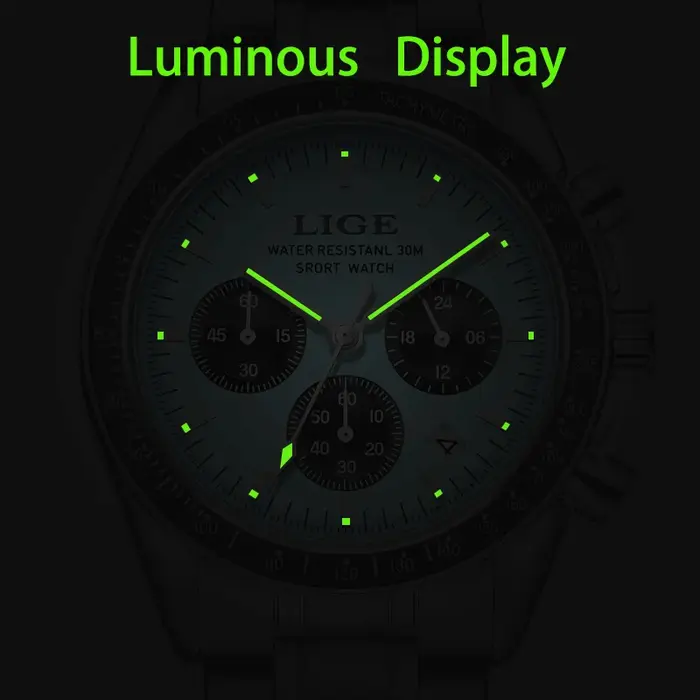 Montres LIGE pour Hommes 2026 NOUVEAU Montre-bracelet à quartz de luxe décontractée pour affaires, avec date et chronographe, montres de sport pour hommes, Reloj Hommes