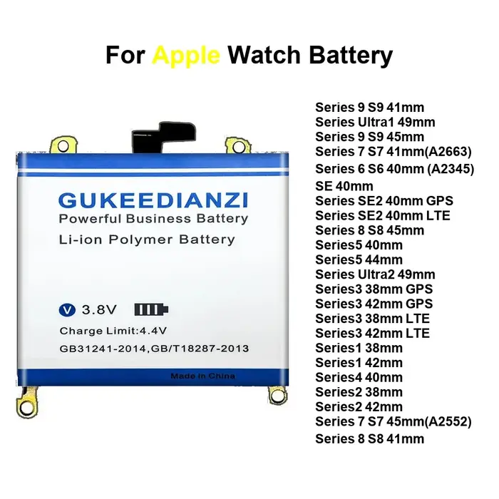Batterie Ultra GPS 300-700 mAh pour Apple Watch Series 41MM 44MM 45MM SE SE2 1 2 3 4 5 6 7 8 9 40MM LTE 38MM 42MM