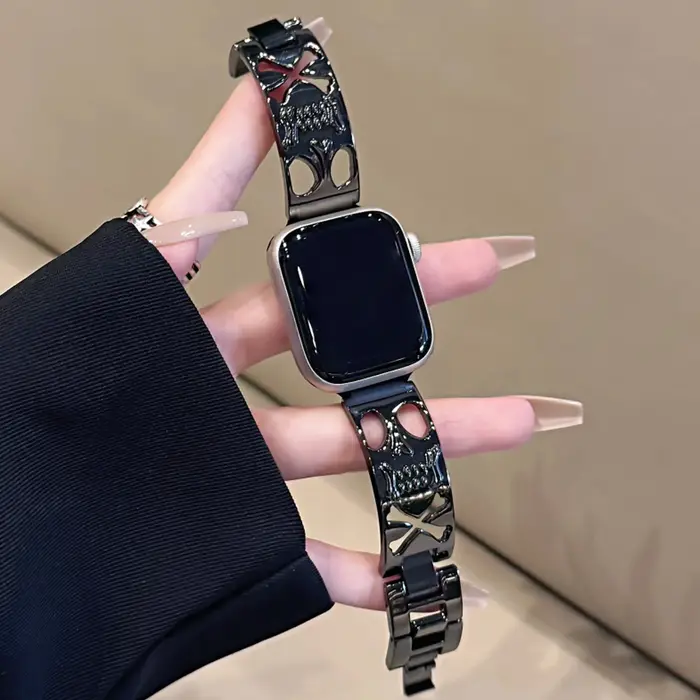 Bracelet en métal crâne personnalisé pour Apple Watch 38/40/41/42/44/45/46mm