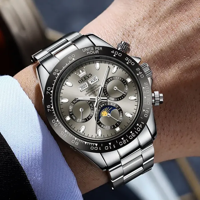 OLEVS 6654 montre de luxe pour hommes chronographe automatique mécanique montre-bracelet étanche lumineux haut marque