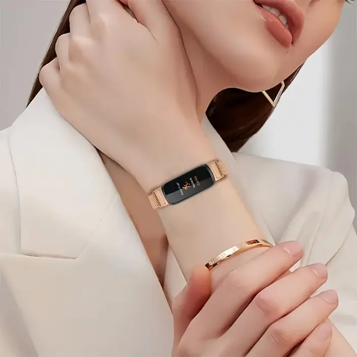 Bracelet magnétique pour Fitbit Inspire 3 bandes femmes hommes sangle à boucle en maille métallique