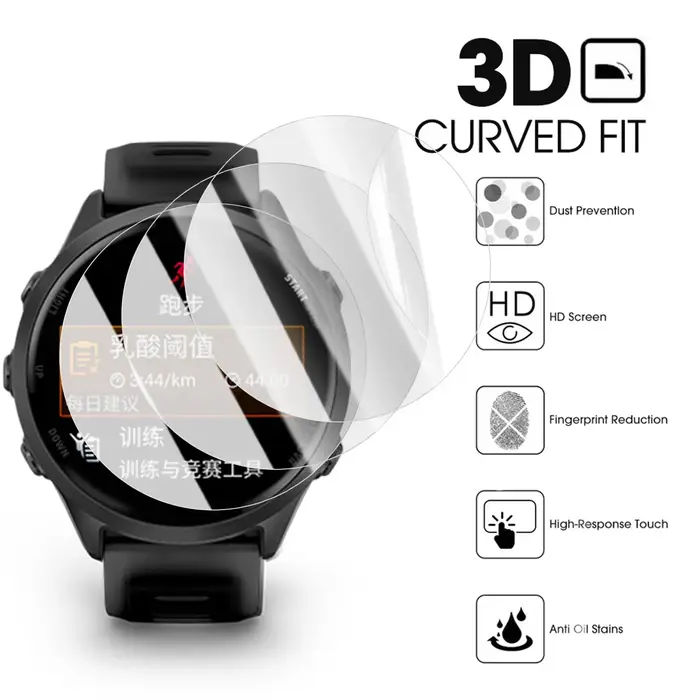 Film de protection Hydrogel pour Garmin Forerunner 965 570 955 265 265S 255S, protecteur d'écran HD pour Forerunner 965 570 42/47mm