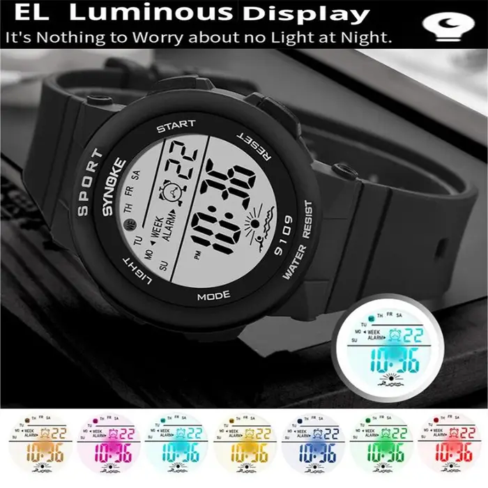 Synoke-Montre-bracelet numérique LED étanche pour femme