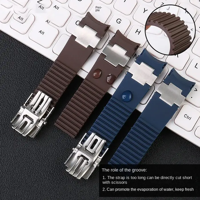 Pour Ulysse Nardin 263 DIVER bracelet de montre en caoutchouc à extrémité incurvée