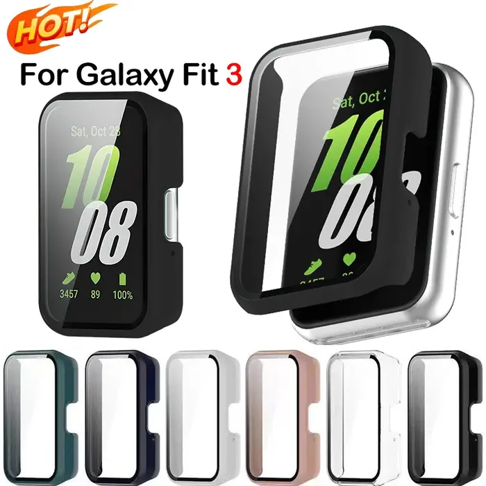 Smartwatch housse de protection pour Samsung Galaxy Fit 3 SM-R390 PC boîtier de montre avec verre trempé anti-chute