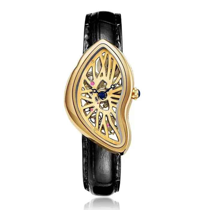 Montre de couple pour homme et femme, montre-bracelet à quartz en cuir noir, de luxe, au design original et tendance, nouvelle collection
