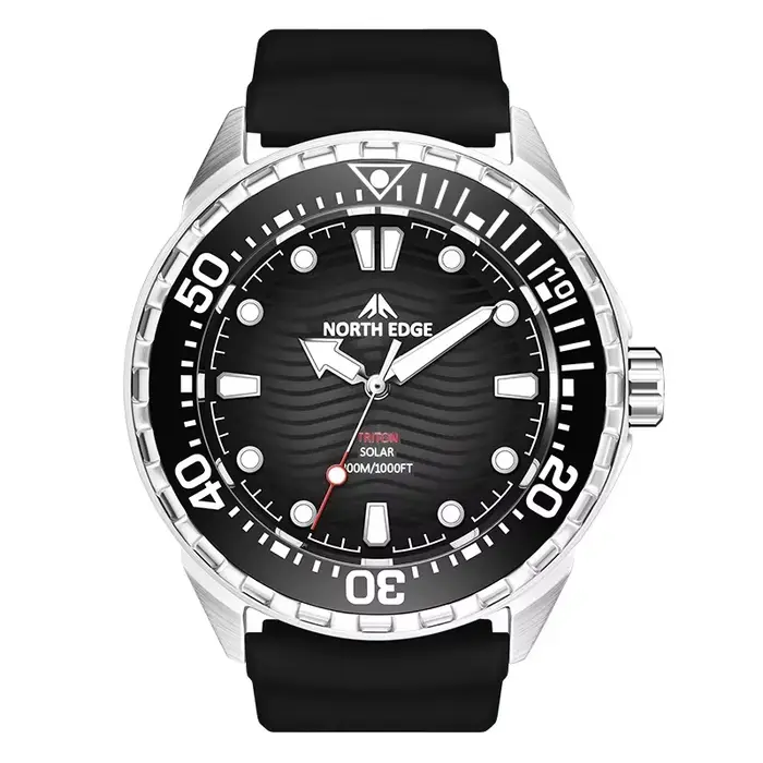 Nouvelle montre de plongée solaire NORTH EDGE 2025 TRITON pour hommes, montres à quartz de luxe pour