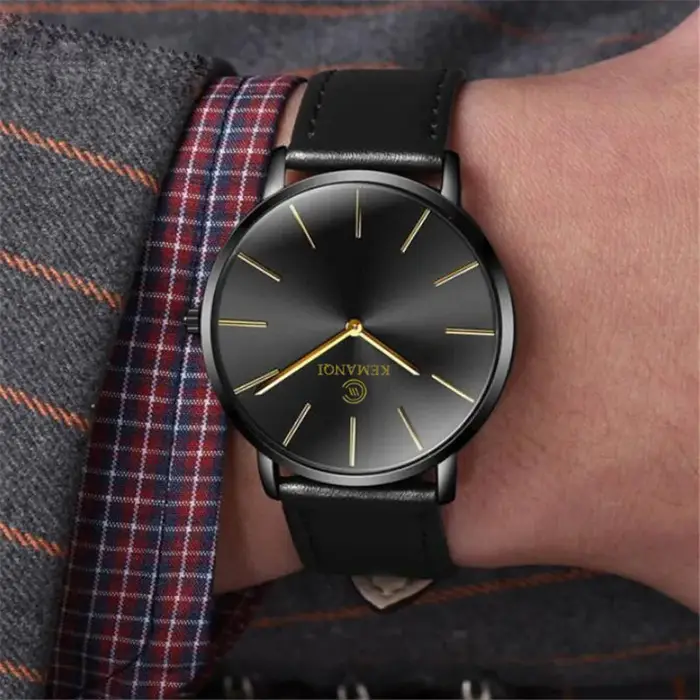 Nouvelle montre pour hommes Ultra-mince montres de mode en cuir Simple affaires montre-bracelet à Qu