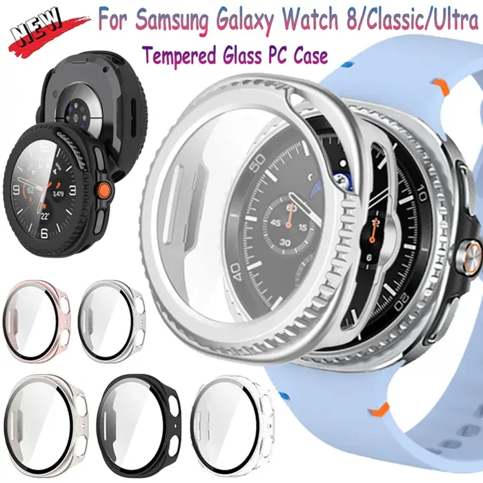 Verre trempé + boîtier PC pour Samsung Galaxy Watch 8 40/44mm classique 46mm coque de protection Anti-chute
