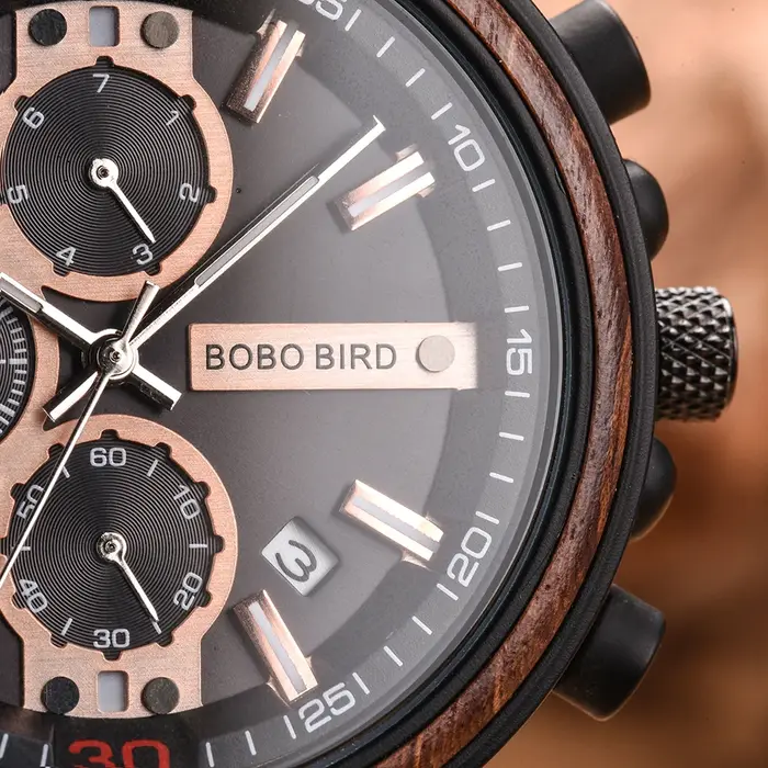 BOBO BIRD-Montre Militaire en Bois pour Homme