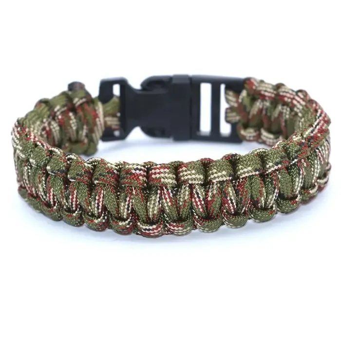 Bracelet de survie en paracorde tressé vert armée