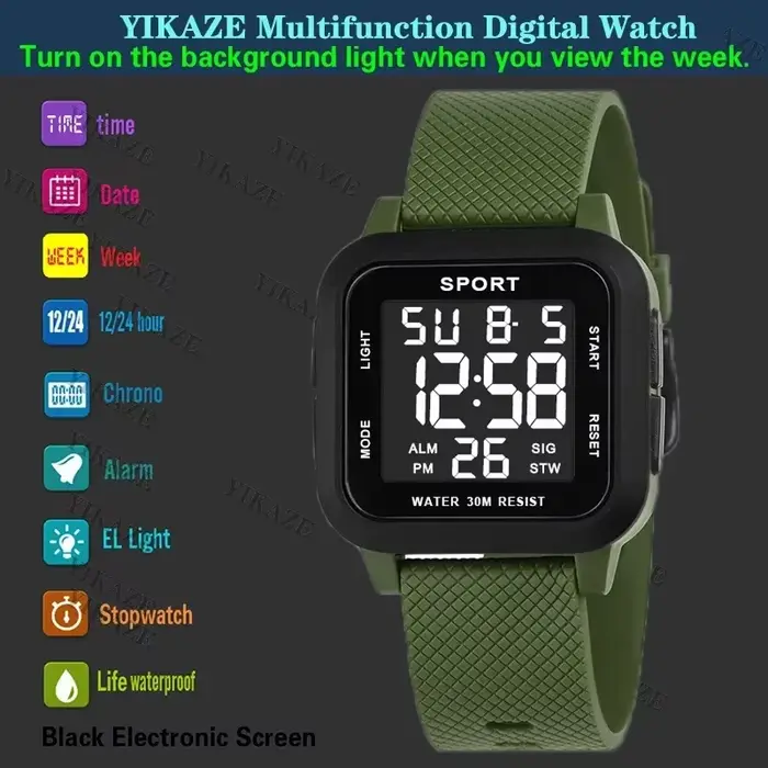 Montres de sport pour hommes montre électronique numérique Style rétro horloge
