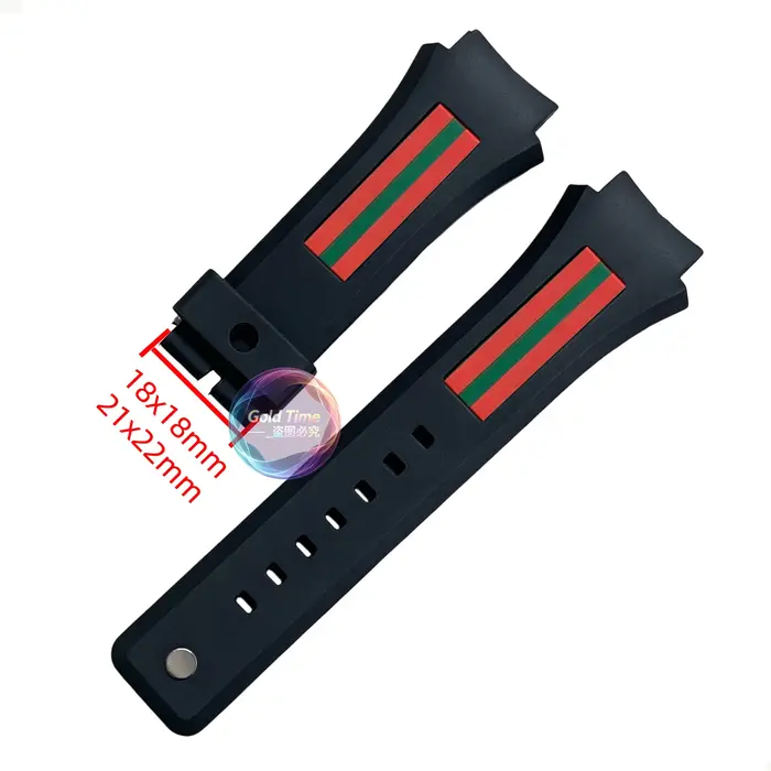 Bracelet de montre en caoutchouc noir pour homme, étanche, avec port saillant dédié, pour Gucci Sync