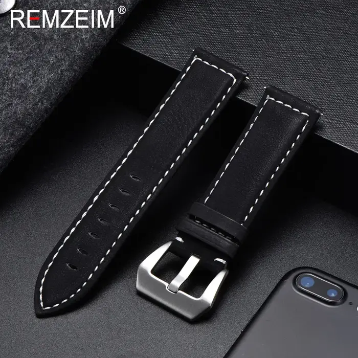 Bracelet de montre en cuir véritable pour hommes et femmes