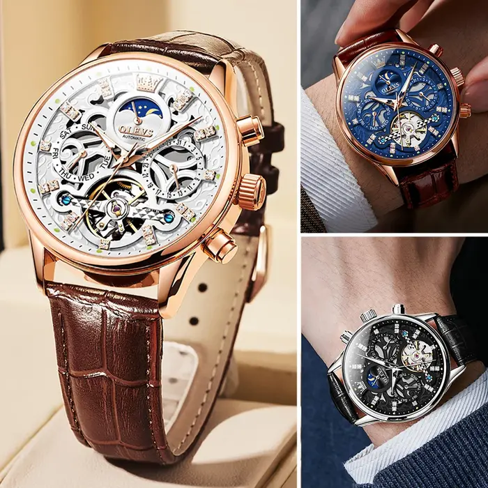 OLEVS – montre-bracelet mécanique automatique pour hommes