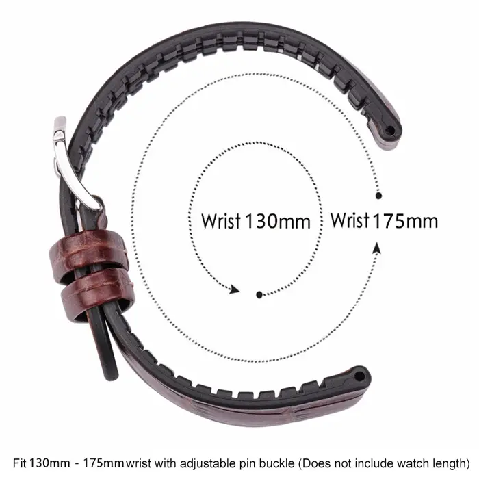 Bracelet de montre en cuir véritable avec caoutchouc
