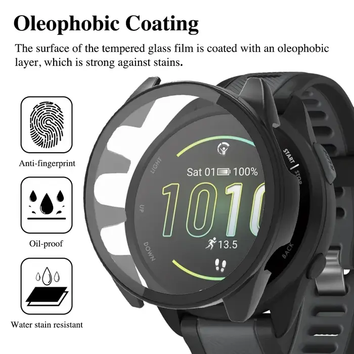 Coque PC pour Garmin Forerunner 970 165 265 965 570 47mm 42mm HD couvercle en verre trempé