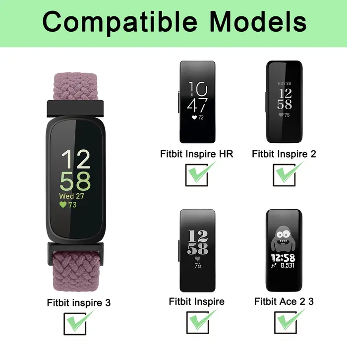 Bracelet en Nylon élastique tressé pour Fitbit inspire 2 3/inspire Hr