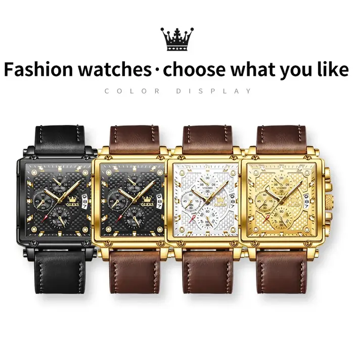 Montre-bracelet à quartz carrée de qualité OLEVS 9925 pour homme