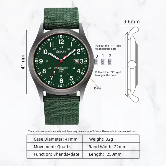 Montre-bracelet à quartz de sport militaire pour hommes