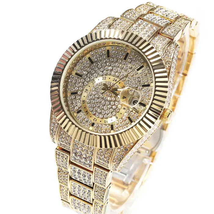 THE BLING KING-Montre à quartz étanche pour homme, horloge de luxe glacée, biscuits de qualité supér