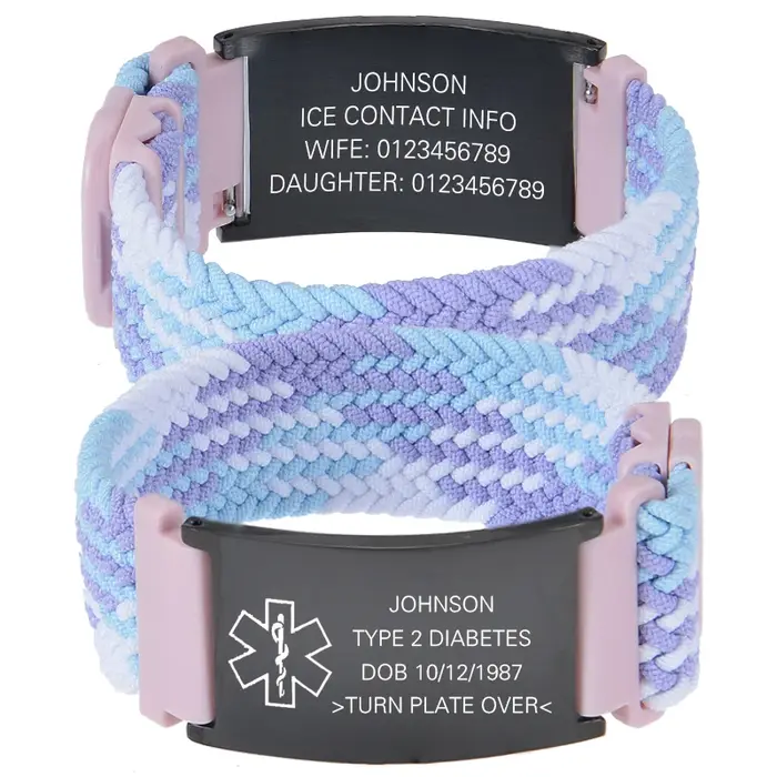 Bracelet d'identification d'alerte médicale personnalisé pour hommes et femmes