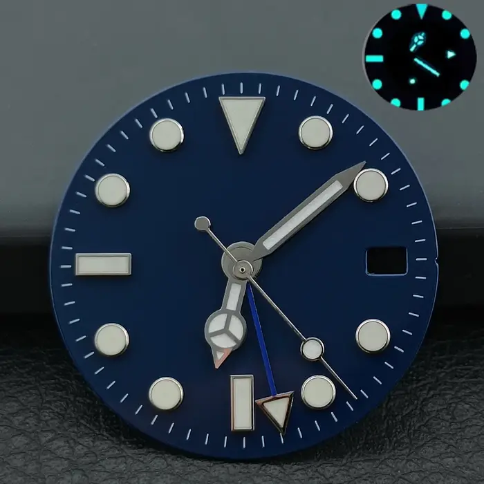 Aiguilles de cadran GMT bleues/vertes lumineuses NH34