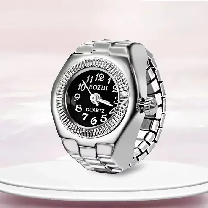Vintage Punk montre à doigt Mini bracelet élastique alliage montres Couple anneaux bijoux horloge ré