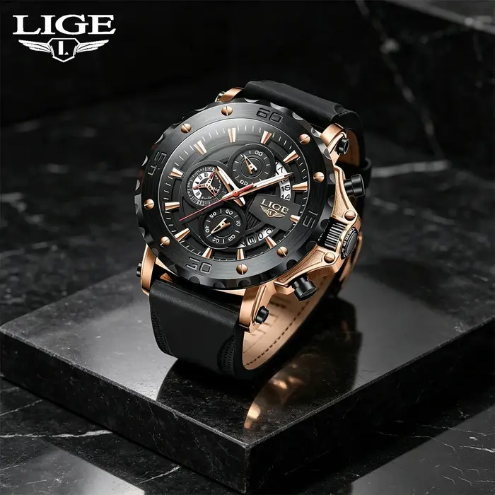 Montres pour hommes LIGE, marque haut de gamme, chronographe, calendrier lumineux, quartz, mode, affaires, sport, Relogio Masculino