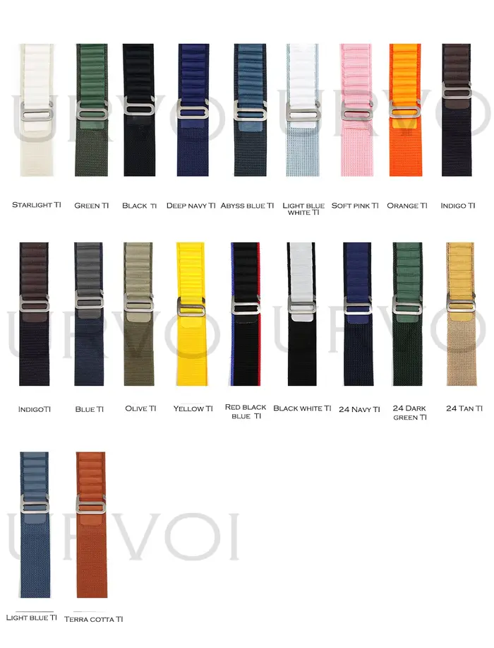URVOI boucle alpine pour Apple Watch Ultra3 2 Series11 10 9 8 7 SE3 bracelet de fermeture à crochet G noir polyester