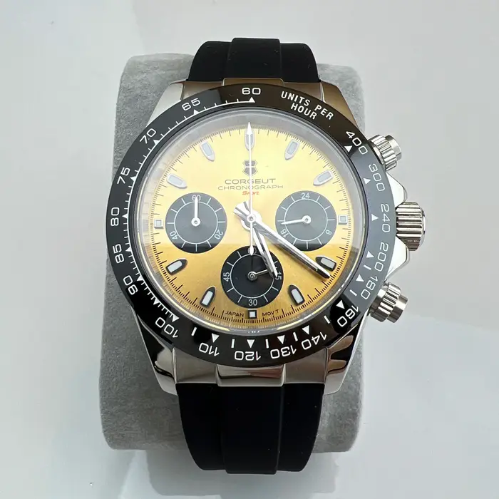 Montres pour hommes de luxe CORGEUT 39 mm avec mouvement VK63, sport, date automatique 24 heures, montre à quartz, acier inoxydable, étanche