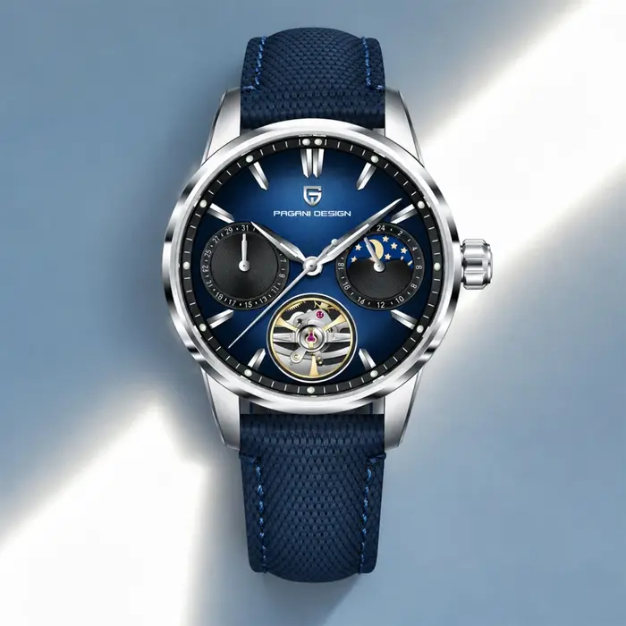 Nouvelle montre Pagani Design PDYS021 2026 pour hommes, sport et loisirs, entièrement automatique, tourbillon, cadran bleu, étanche, montre cadeau.