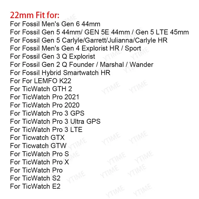 Bracelet de montre 22mm pour Fossil GEN 6 5E 5 44mm