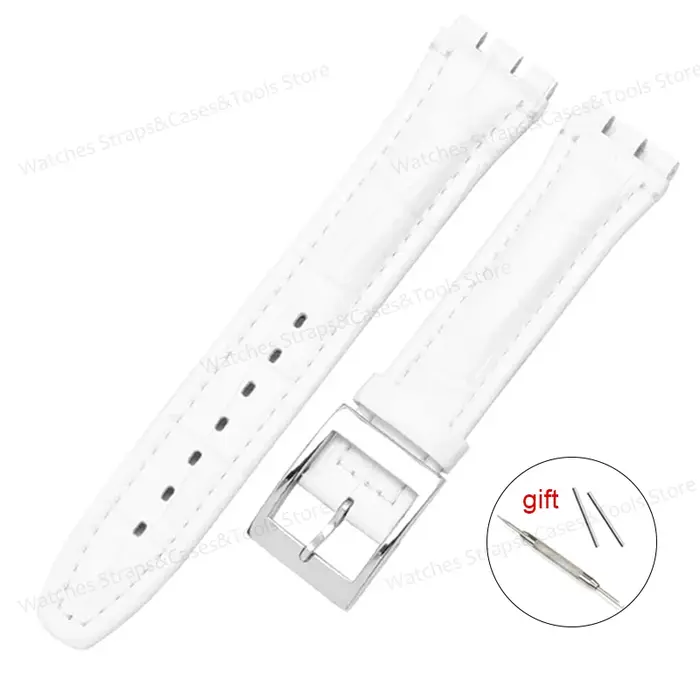 Bracelet de montre en cuir véritable pour Swatch