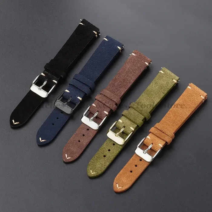 Bracelet de montre en cuir suédé véritable vintage