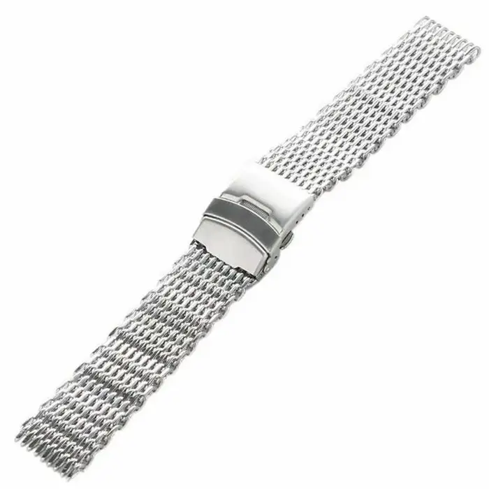 Argent 18mm/20mm/22mm/24mm acier milanais requin maille Bracelet de montre