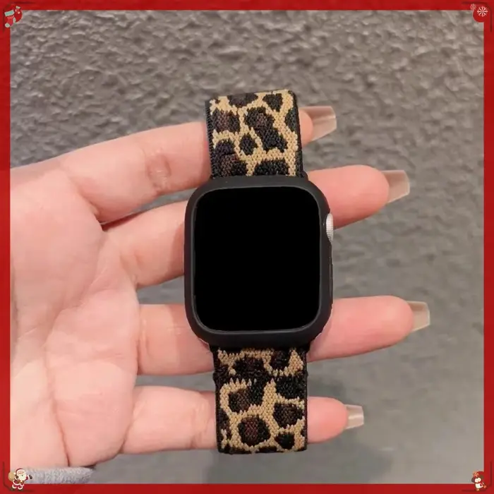 Bracelet en nylon élastique léopard + étui pour Apple Watch 10 11 42 mm 46 mm 40 mm 41 mm 45 mm 44 mm Bracelet pour femmes iWatch série 9 se 6 7 8 5 4