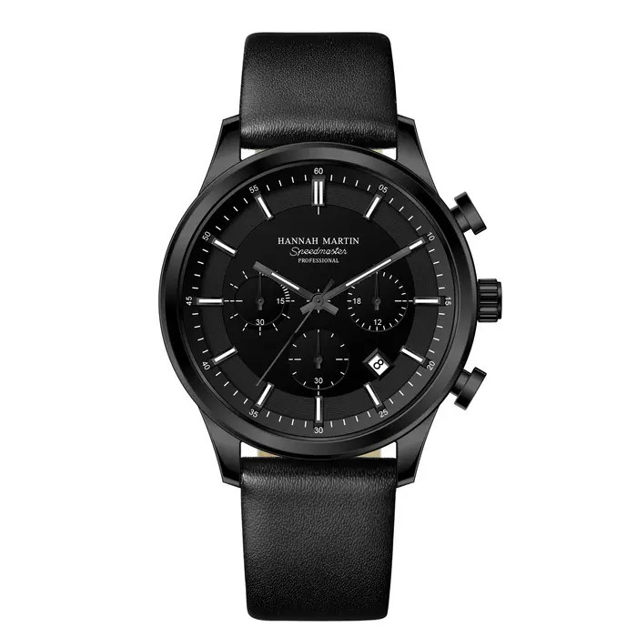 Hannah Martin marque hommes montre multifonctionnel cadran de synchronisation sport décontracté en cuir Original mouveme