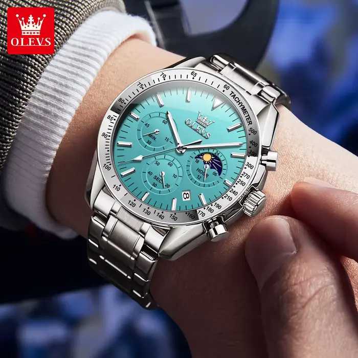 OLEVS 3618 montre pour hommes marque originale étanche lumineux Quartz montre-bracelet pour homme multifonctionnel chronographe avec boîte