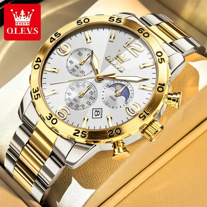 OLEVS 3678 montre pour hommes Original en acier inoxydable