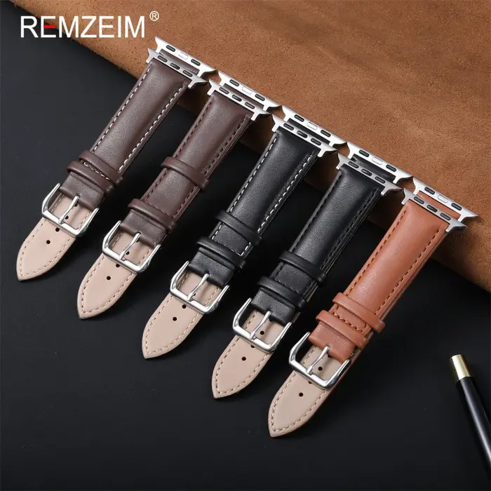 Bracelet en cuir PU pour homme, usage quotidien, pour iWatch 38-49 mm, bracelet de montre unisexe pour Apple Watch Series 1-11 Ultra SE