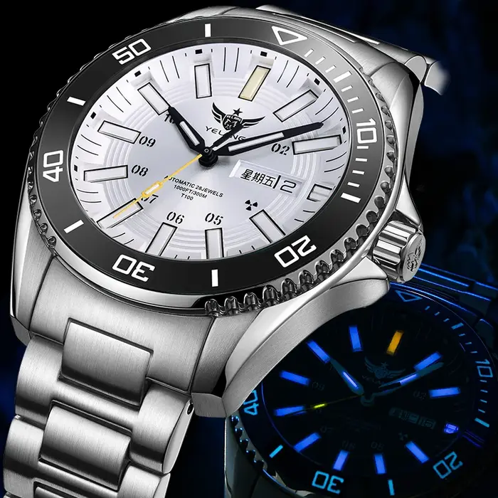 YELANG – montre militaire pour homme, accessoire de Sport, de plongée, de luxe, automatique, mécanique, saphir lumineux, étanche à 300M, 44MM
