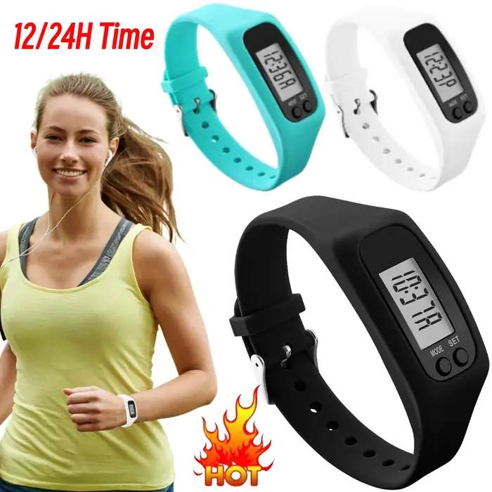 LED podomètre Bracelet poignet compteur de calories 12/24H affichage de l'heure compteur de pas montre multi-fonction Fitness montre pour hommes femmes