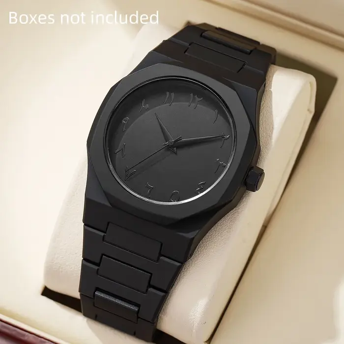 Personnalité minimaliste moderne créative tout noir montre pour hommes arabe numérique sport loisirs