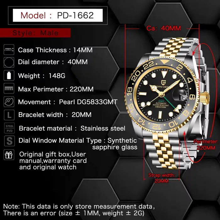 Nouvelle montre GMT PAGANI DESIGN 40mm montre-bracelet pour hommes montres mécaniques de luxe classiques marque