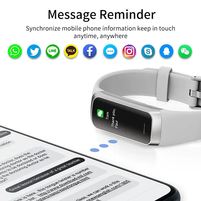LIGE 1.1 pouces Amoled moniteur de fréquence cardiaque Bracelet intelligent